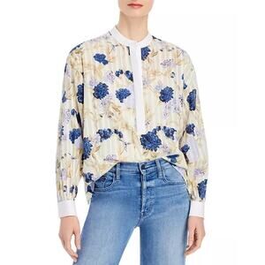 Tory Burch Floral Print Tunic Long Sleeves Top Sz M